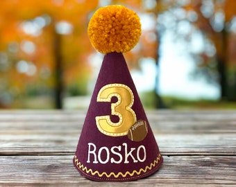 Football Dog Birthday Hat in Team Colors, Personalized - Team Spirit, College Sports, Unique Pet Gift, Dog Costume, Sports Wear, Pet Gifts