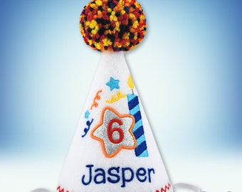 Colorful Dog Birthday Hat, Embroidered Birthday Candle Star, Yarn Pompom Personalized Party Hat, Pet Photo Prop, Memory Keepsake Gifts