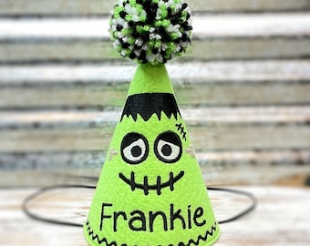 Monster Face Halloween Dog Party Hat Personalized,  October Pet Birthday Hat, Holiday Party Hat , Unique Pet Gift, Dog Costume