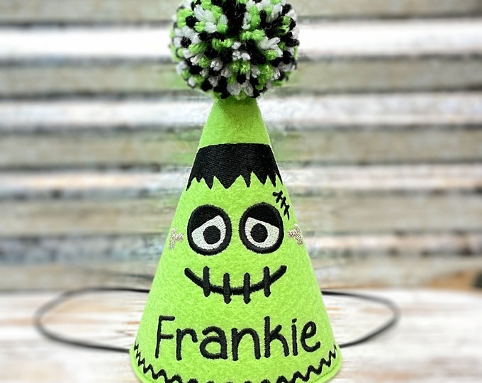 Monster Face Halloween Dog Party Hat Personalized,  October Pet Birthday Hat, Holiday Party Hat , Unique Pet Gift, Dog Costume