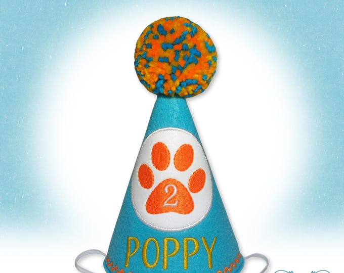Dog Birthday Hat with Paw, Personalized Cake Smash Hat, Dogs First Birthday, Cat Birthday Party, Fun Photo Props, Gotcha Day Theme Party
