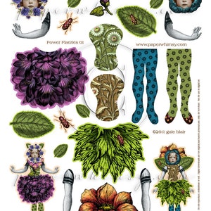 PaperWhimsy Digital Download Collage Sheet Fower Flaerie 01 Fairy Flower PDF DOWNLOAD