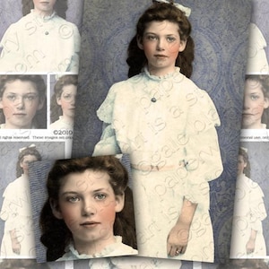 PaperWhimsy Lovely Girl in White Digital Download Collage Sheet 196-D PDF