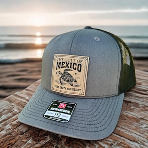 Gulf of Mexico Snapback Trucker Hat - Pro Democracy Gift - Faux Leather Engraved Patch - Protest - Resist - Choice of Colors