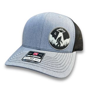 Bigfoot UFO Hat – Funny Alien Abduction Patch Trucker Hat, Richardson 112, Space Lover Gift, Sasquatch and UFO Believer Hat