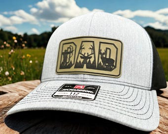 Father’s Day Hunting Hat – Deer & Crossbow Engraved Patch Trucker Hat, Richardson 112, Gift for Hunting Dad, Outdoorsman Hat, Hunter Gift