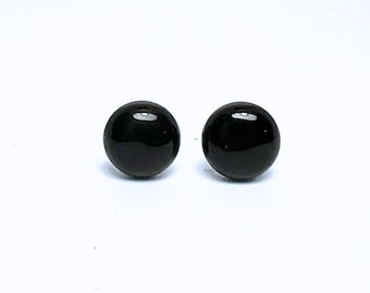 Glazen post oorbellen, zwarte studs voor mannen, unisex oorbellen, kleine zwarte post oorbellen, minimalistische sieraden