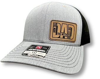 Vaderdaghoed – DAD: The Man. De mythe. De legende. Truckerhoed met gegraveerde patch, Richardson Yupoong, cadeau voor papa