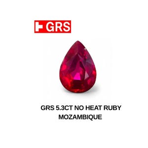 GRS first page 5.3ct no heat ruby Mozambique Top collection all clarity