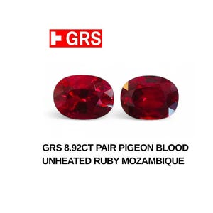 Coppia di rubini non trattati color sangue di piccione GRS 8,92 ct, Mozambico