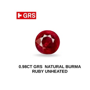0.98ct GRS Certificate Natural Burma Ruby Unheated red color round shape gemstone