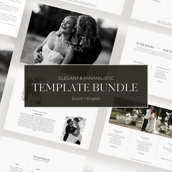 BUNDLE - Wedding brochure / pricing guide template for photographers | Pricing guide | Canva template | Elegant & minimal | English + Dutch