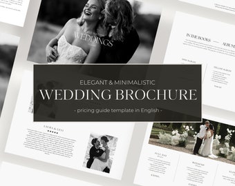 English wedding brochure / pricing guide template for photographers | Pricing guide | Canva template | Elegant minimalistic design template