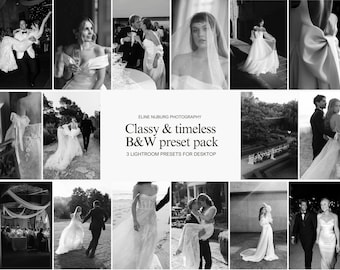3 Black & White Lightroom presets for desktop | Monochrome preset | Black and White presets | Timeless presets |  Timeless wedding presets |