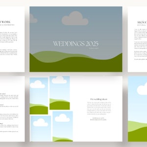 Wedding pricing guide template for photographers, Minimal & elegant Canva template design, Wedding brochure, Canva templates for photographers, wedding clean wedding template