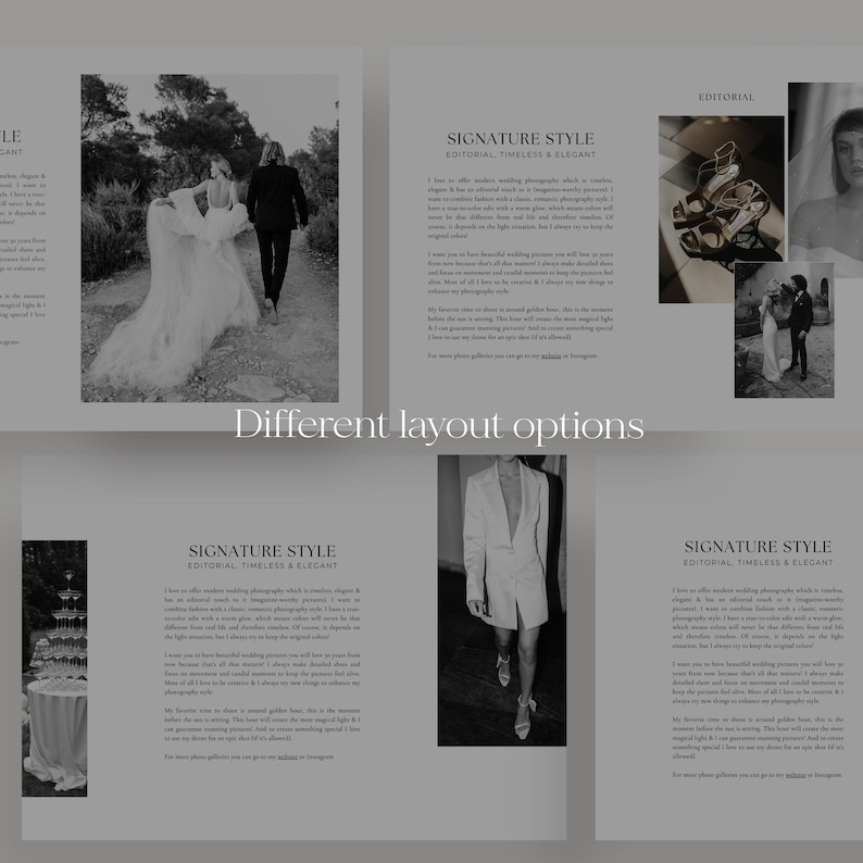 Wedding pricing guide template for photographers, Minimal & elegant Canva template design, Wedding brochure, Canva templates for photographers, wedding clean wedding template