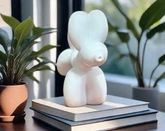 1pc White Nordic Creative Balloon Dog Figurine, Minimalist Modern Cartoon Animal Decoration For Living Room, Bedroom