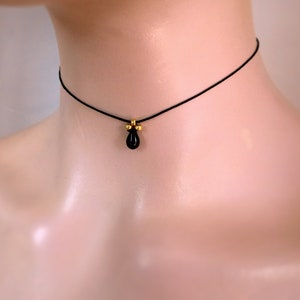 Minimalistisch choker kristal Boho Hippie, druppelvormige ketting, choker met dun koord