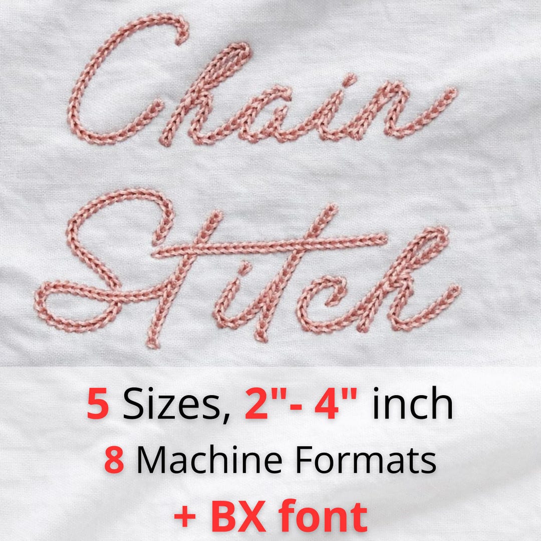 Chain Stitch Script Embroidery Font | Hand Stitch Style Alphabet | BX ...