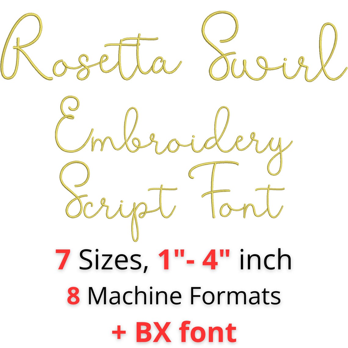 Script Swirl Rosetta Swirl Embroidery Script Font • Elegant Swirly Alphabet • 7 ...