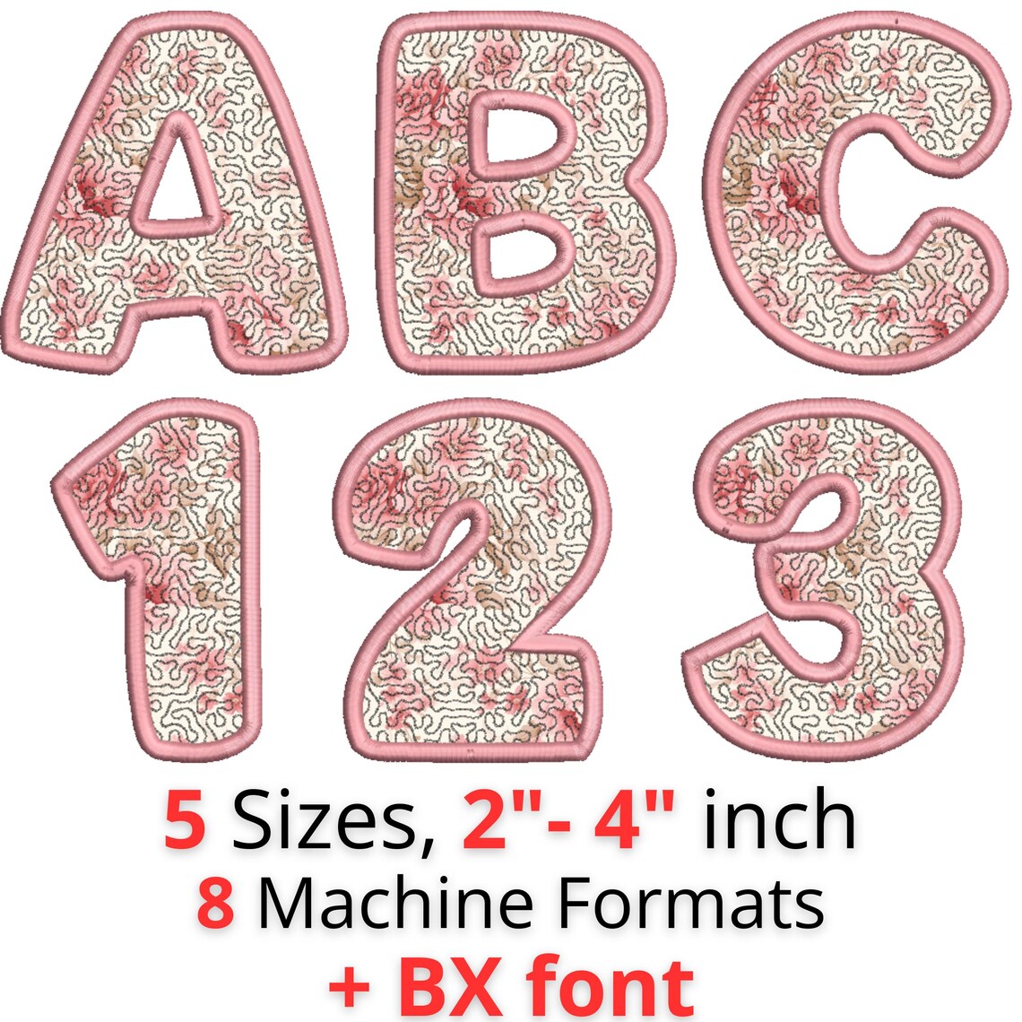 Quilt Applique Alphabet BX Font | Satin Stitch Applique Letters With