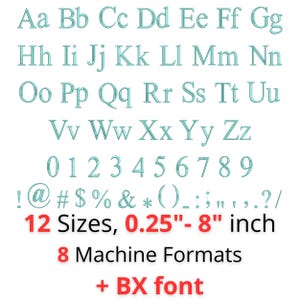 Times Roman Embroidery Font | Classic Serif Alphabet | Machine Embroidery Letters | 12 Sizes | BX Included | Instant Download