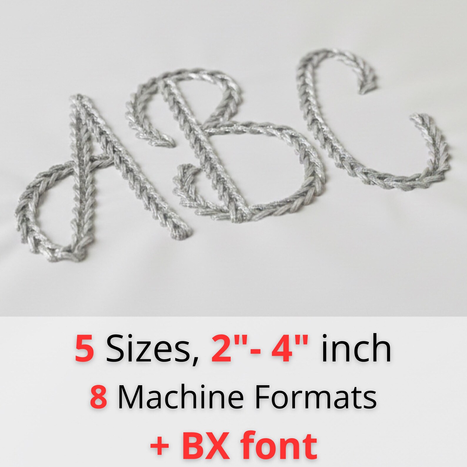 Stitch Script Chain Stitch Script Embroidery Font | Hand Stitch Look Alphabet | 5 ...