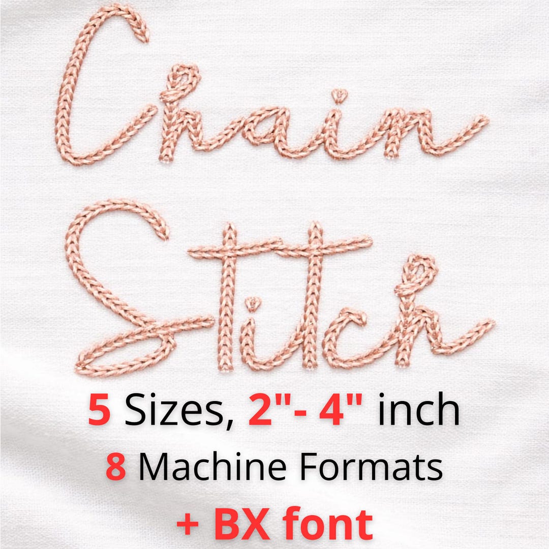 Chain Stitch Script Embroidery Font | Handwritten Chain Stitch Alphabet ...