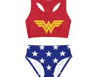 Wonder Woman Girls Two Piece Swimsuit (AOP)