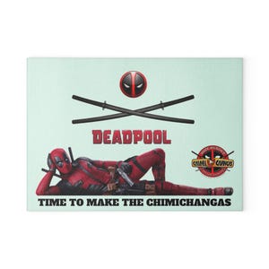 Deadpool Glass Cutting Board - Kitchen Decor, Marvel Gift, Custom Chopping Board, Anti-Slip Cutting Mat, Comic Book Merchandise