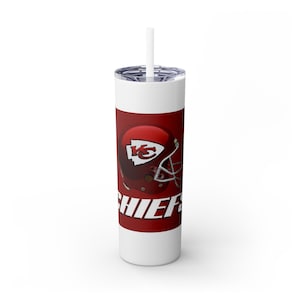 Kansas City Chiefs Skinny Tumbler, 20oz - NFL Football Team Drinkware, Travel Cup, Gift for Sports Fans, Stainless Steel Insulated Mug,