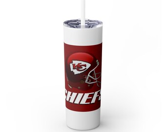 Kansas City Chiefs Skinny Tumbler, 20oz - NFL Football Team Drinkware, Travel Cup, Gift for Sports Fans, Stainless Steel Insulated Mug,