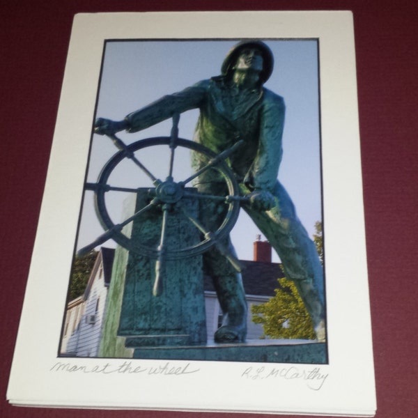 796  5x7 Matted Man at The Wheel Gloucester Fisherman Signed Photography Photograph Print