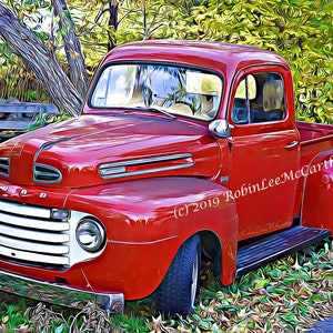 Options for Red Truck Ford 5x7 all Occasion Card for when you care enough to send handmade! or as  Photograph/Matted/Canvas/Pillow/Framed