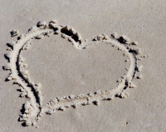 377 Heart Sand Greeting Card Seashore Ocean Valentine Love