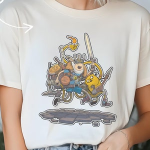 Finn i Jake wyruszają na przygodę, koszulka unisex z grubej bawełny z motywem przygody, koszulka dla fanów z kreskówek, gadżety, koszulka dla fanów z motywem przygody, koszulka cosplay