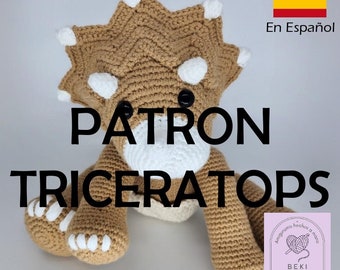 Patron amigurumi de Triceratops / patron triceratops bebé / patron facil / dinosaurio de ganchillo / patron para tejer triceratops / patron