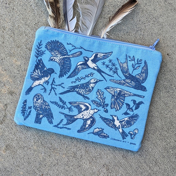 zipper pouch | zipper bag | pencil bag | pencil pouch | bird bag | bird zipper pouch | bird pouch | bird purse | bird pencil case