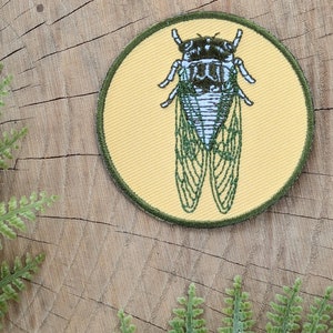 Cicada Embroidered Patch: Iron-On Bug Insect applique stocking stuffer