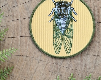 Cicada Embroidered Patch: Iron-On Bug Insect applique stocking stuffer
