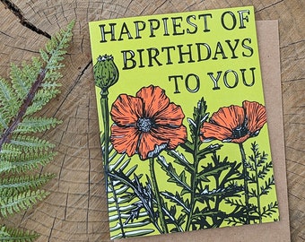 birthday card | happy birthday | happy birthday card | poppy card | poppy birthday card