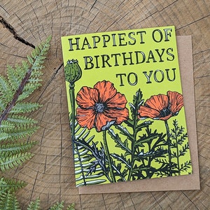 birthday card | happy birthday | happy birthday card | poppy card | poppy birthday card