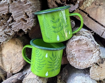 fern camping mug | leaf enamel mug | fern camp mug | enamel mug | nature mug | metal fern mug | botanical mug | botanical camp mug