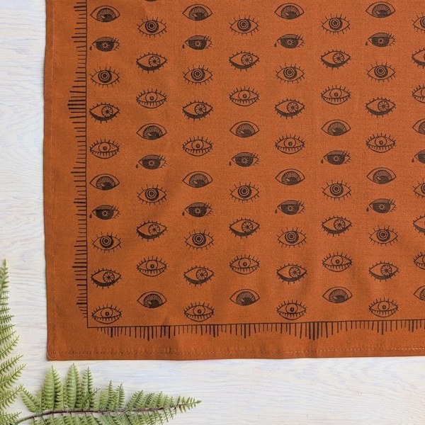 orange eyeball bandana eye orange scarf halloween blockprint folk