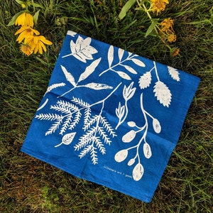 bandana | sunprint bandana | indigo bandana | blue bandana | scarf | face cover | floral bandana | sunprint | botanical bandana