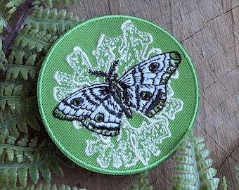 Iron-On Polyphemus Moth Patch: Embroidered Insect Bug applique stocking stuffer
