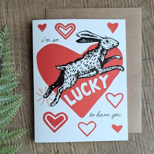 Valentinstag Karte | glücklich, dich zu haben Karte | Valentinstag | Vday Karte | Hase valentine | Kaninchen Valentinstag | Liebe Karte | Hase Karte | Hasenkarte