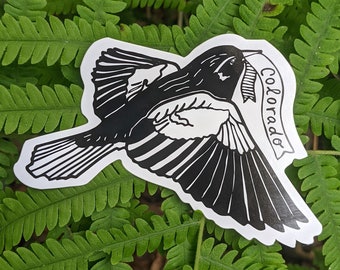 Colorado-sticker | vogelsticker | leeuwerik bunting sticker | vogel illustratie | dierensticker | waterfles sticker