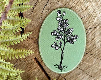 Maidenhair Fern Patch: Embroidered Iron-On Green Applique Accessory stocking stuffer