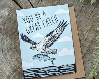 greeting card | anytime card | you're a catch card | fish card | love card | love fish card | great catch card | osprey card